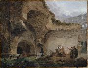 ROBERT, Hubert Washerwomen in the Ruins of the Colosseum oil on canvas